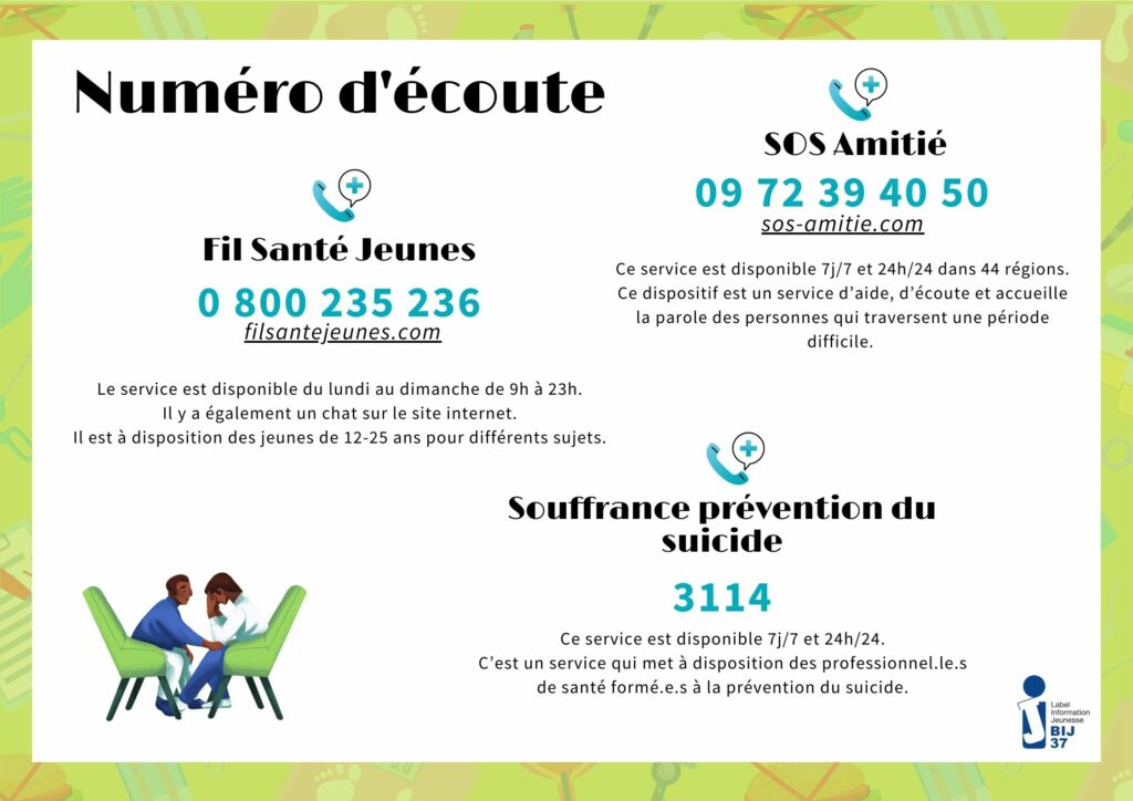 Numéro d'écoute - santé mentale - BIJ 37
